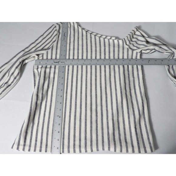 Banana Republic XS Asymmetrical Off the Shoulder Top Shirt Blouse White Striped - Picture 7 of 11